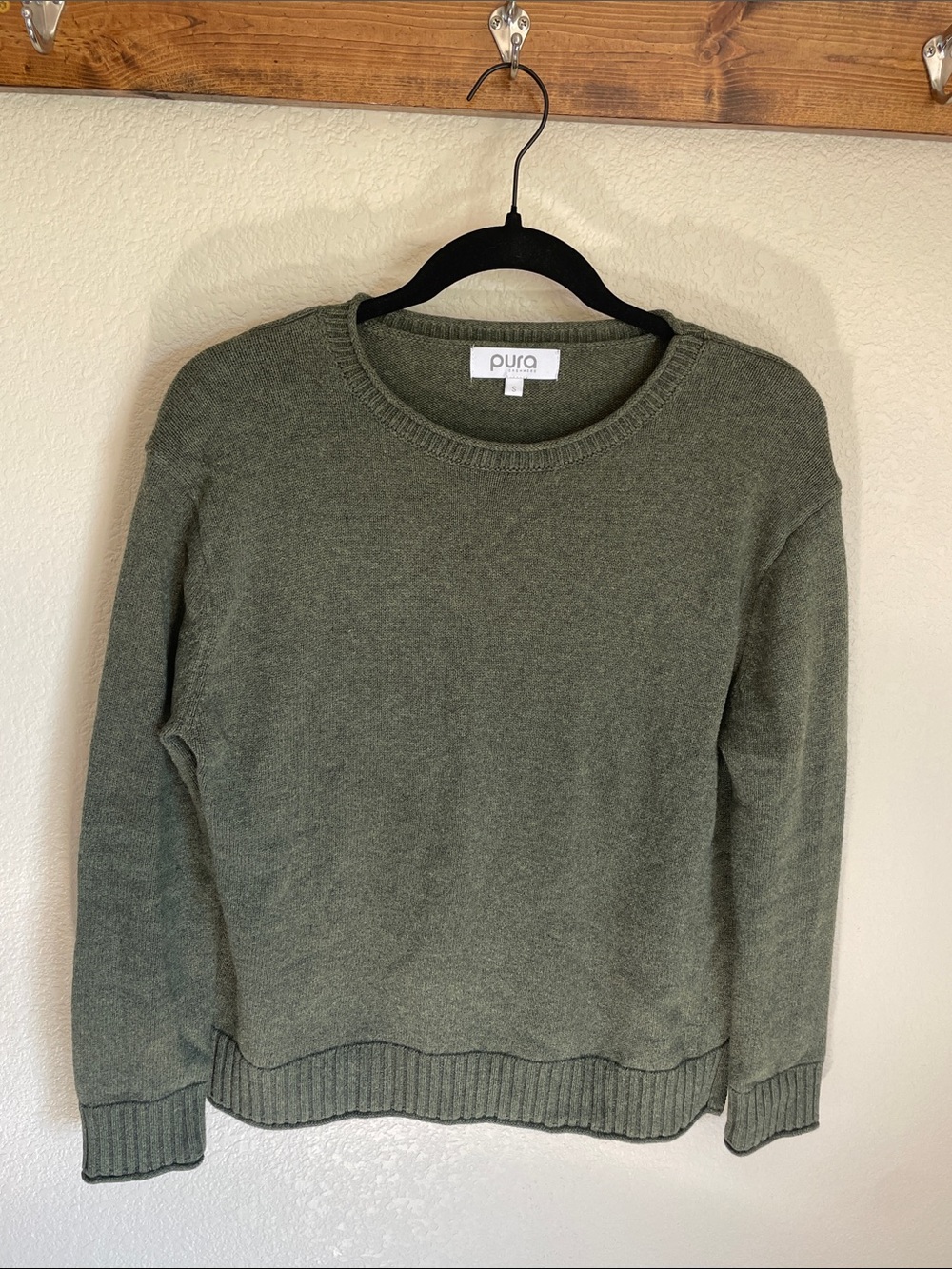 Pura Cashmere Supima Cotton Roll Neck Sweater S Fisherman Relaxed Preppy Hygge
